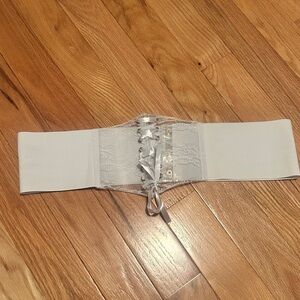 White Lace-Up Corset Belt Xxl